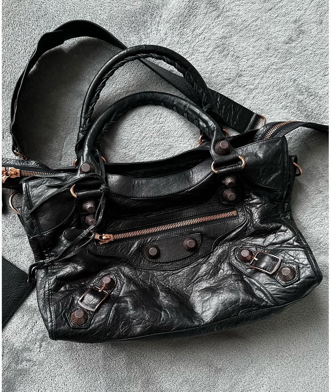 BALENCIAGA Черная кожаная сумка тоут, фото 9