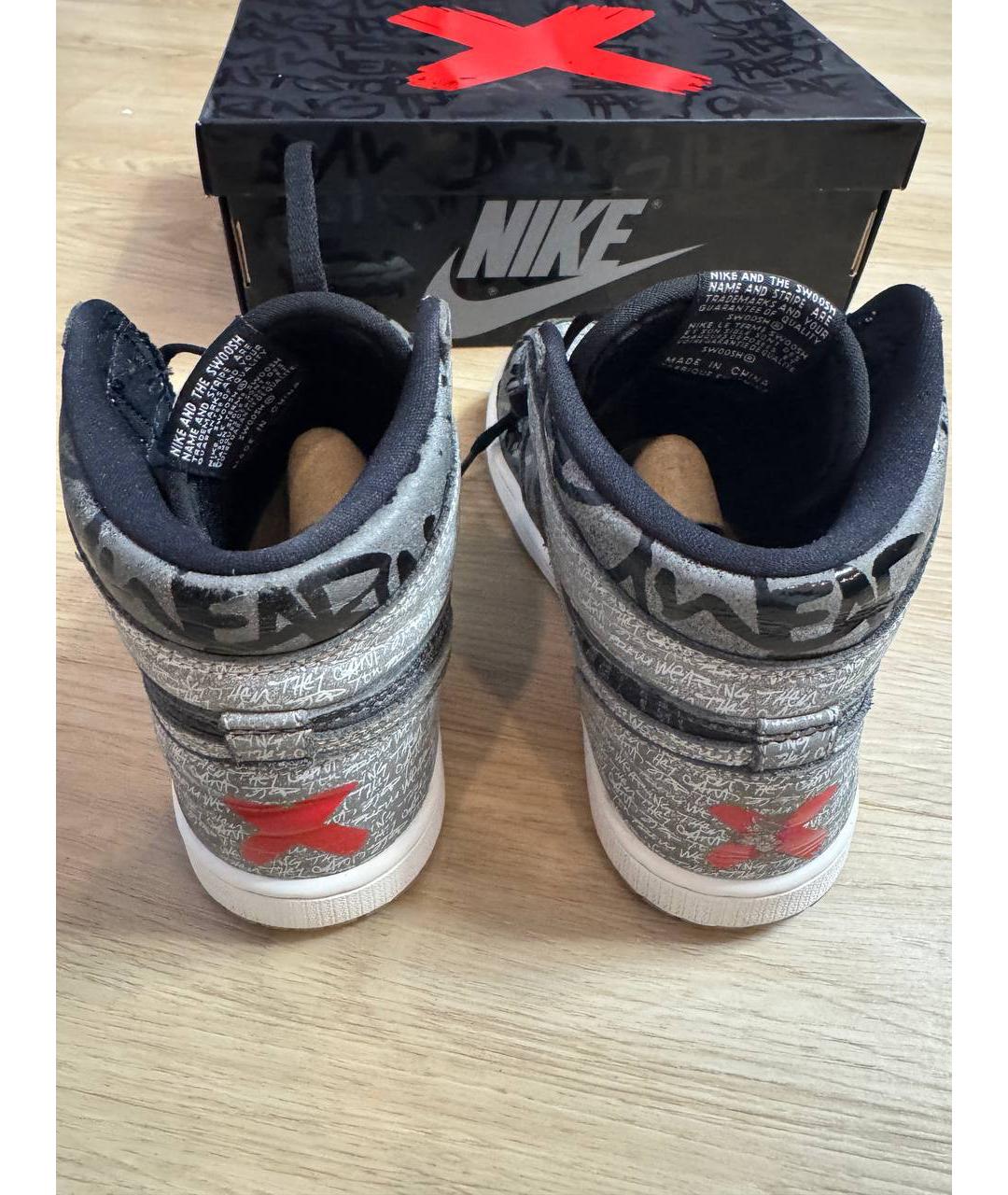 JORDAN Серые кожаные кеды, фото 4