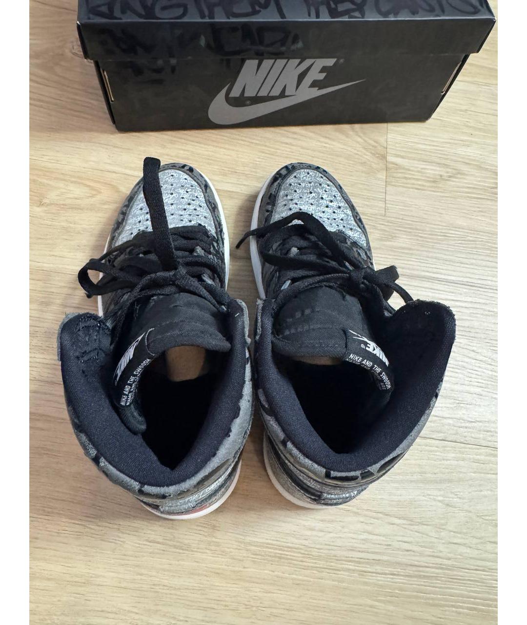 JORDAN Серые кожаные кеды, фото 3