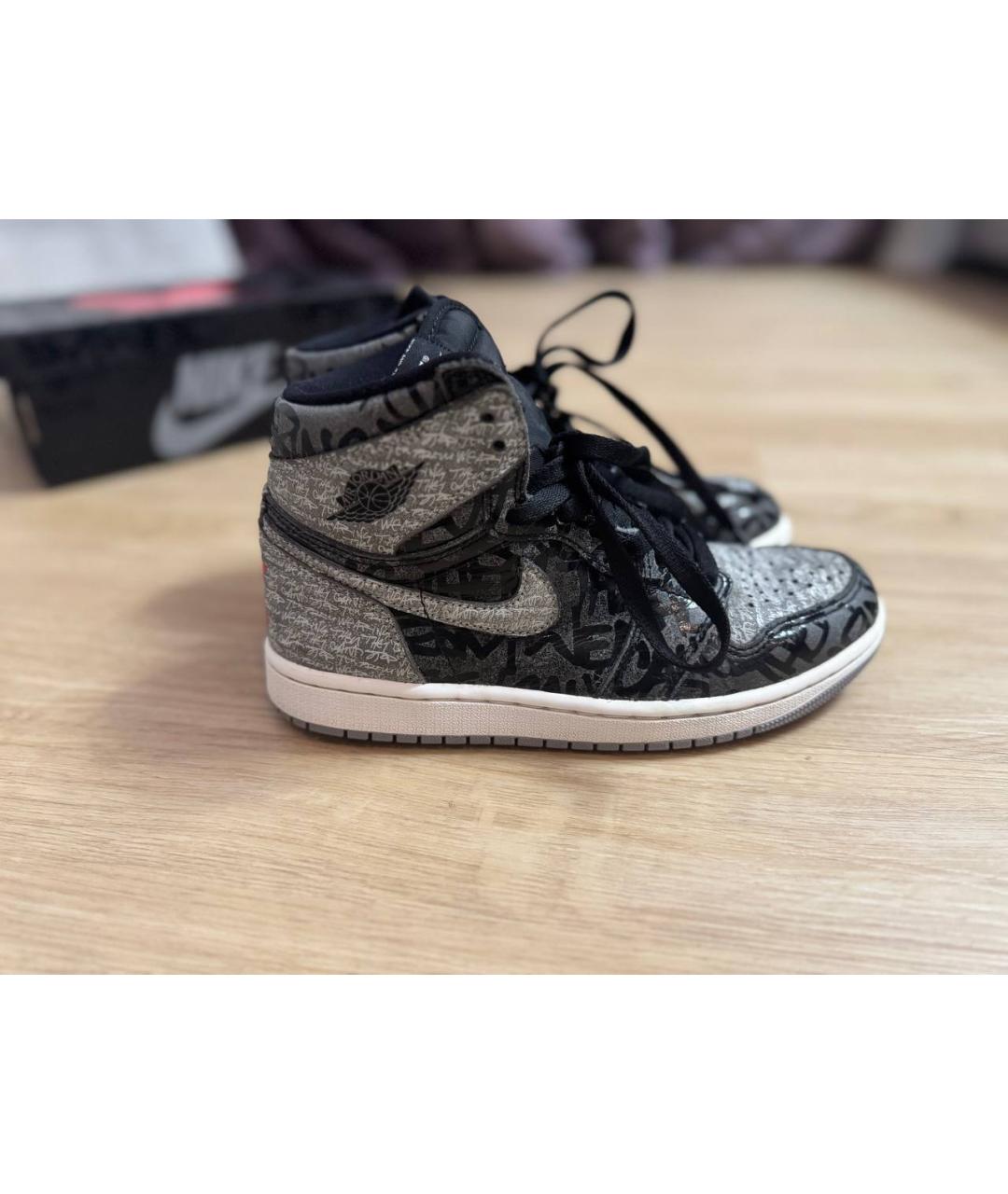 JORDAN Серые кожаные кеды, фото 8