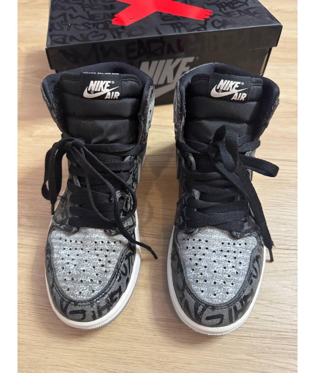 JORDAN Серые кожаные кеды, фото 2