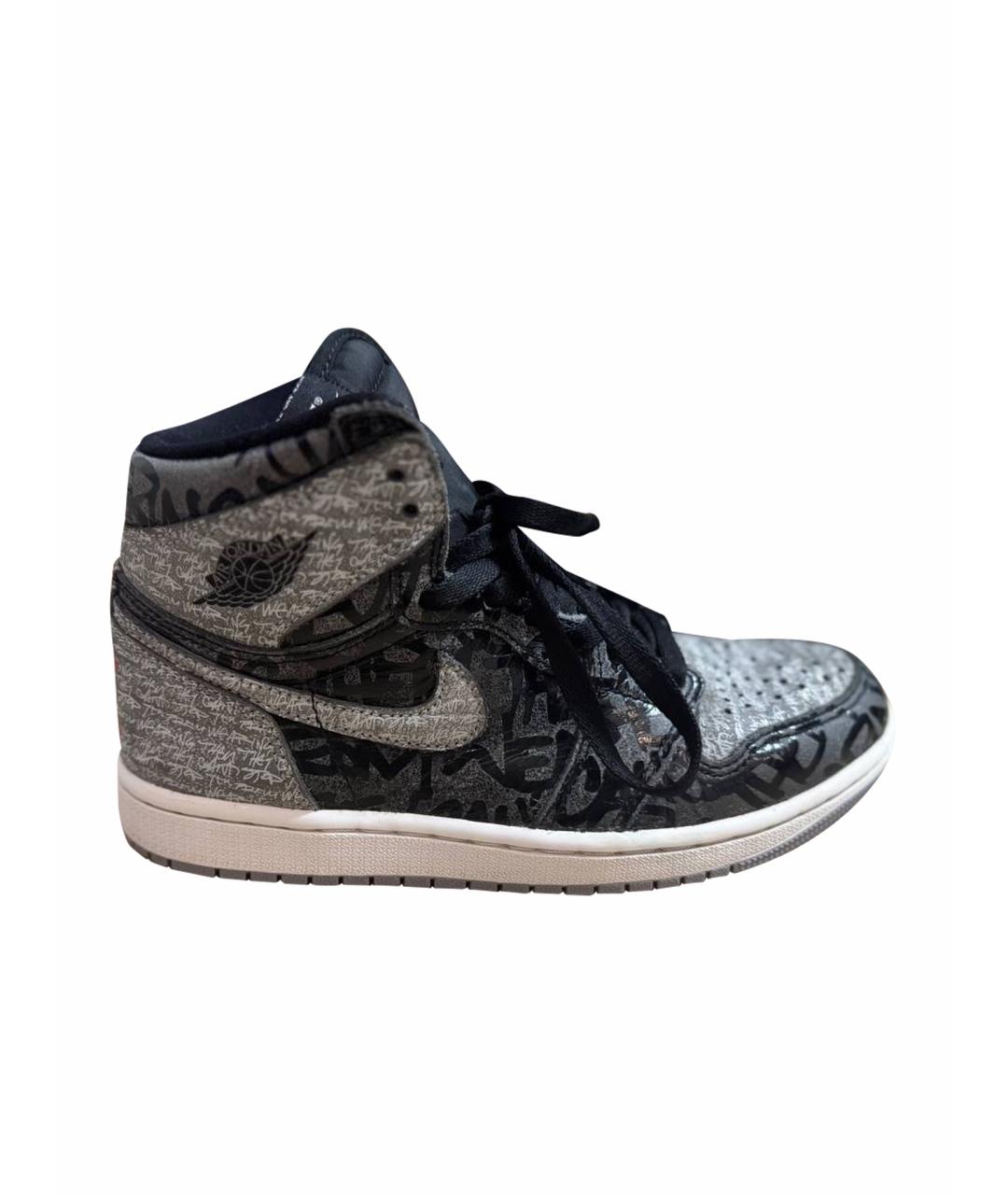 JORDAN Серые кожаные кеды, фото 1