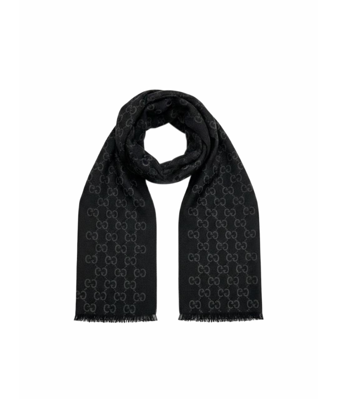 GUCCI Антрацитовый шерстяной платок, фото 1