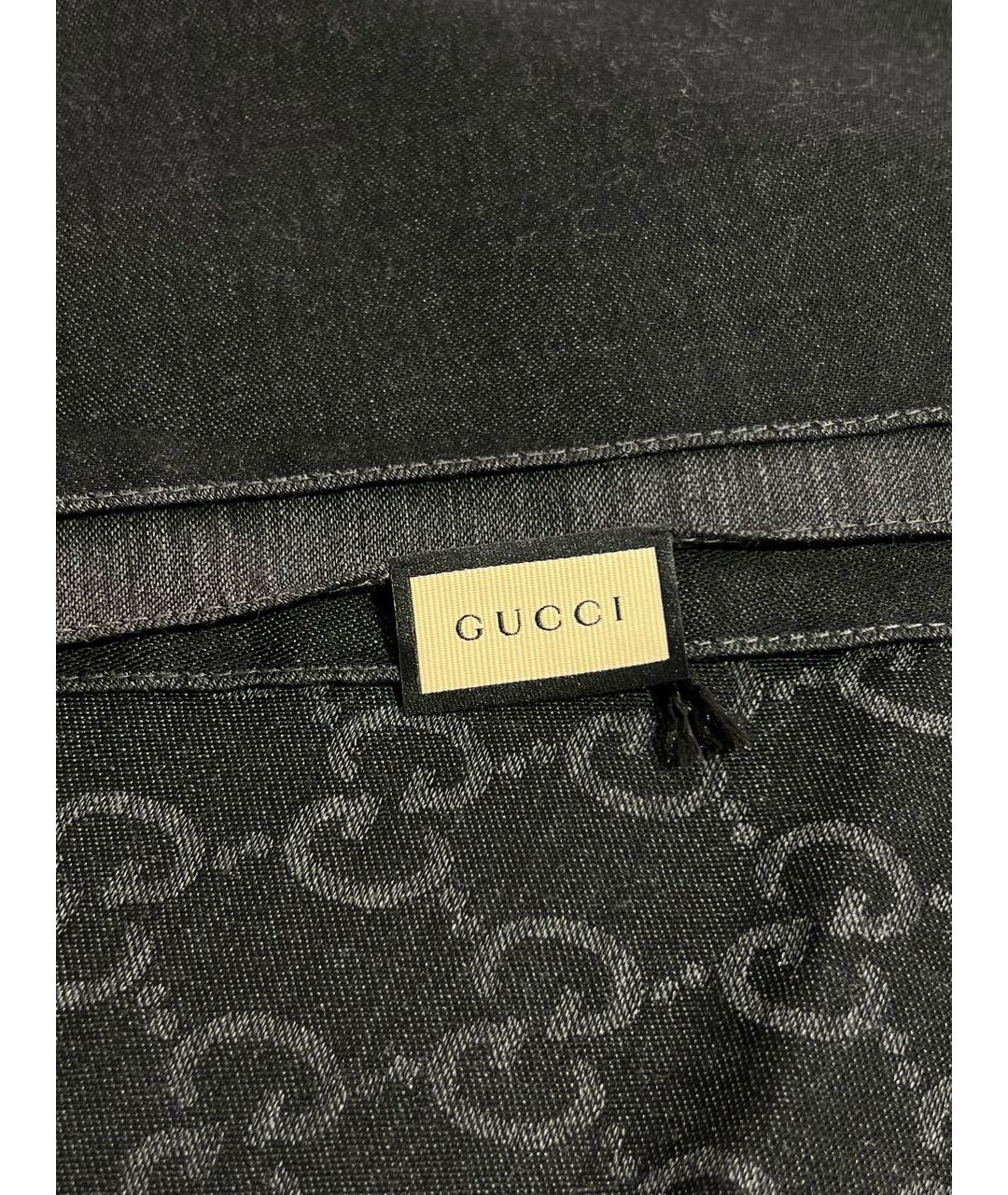 GUCCI Антрацитовый шерстяной платок, фото 4