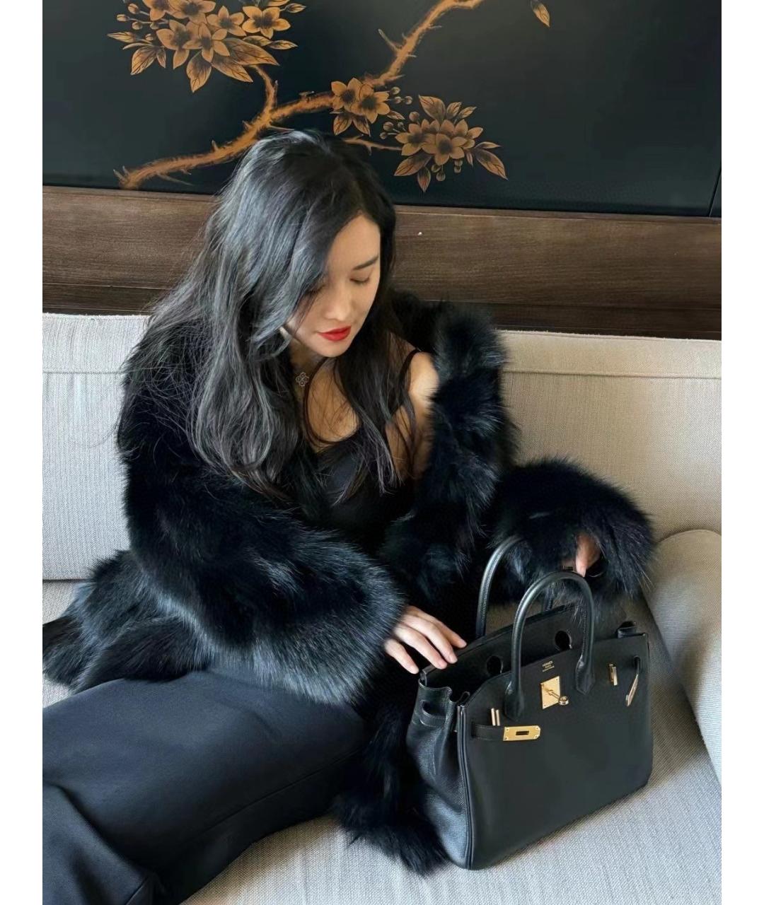 HERMES Черная кожаная сумка с короткими ручками, фото 8