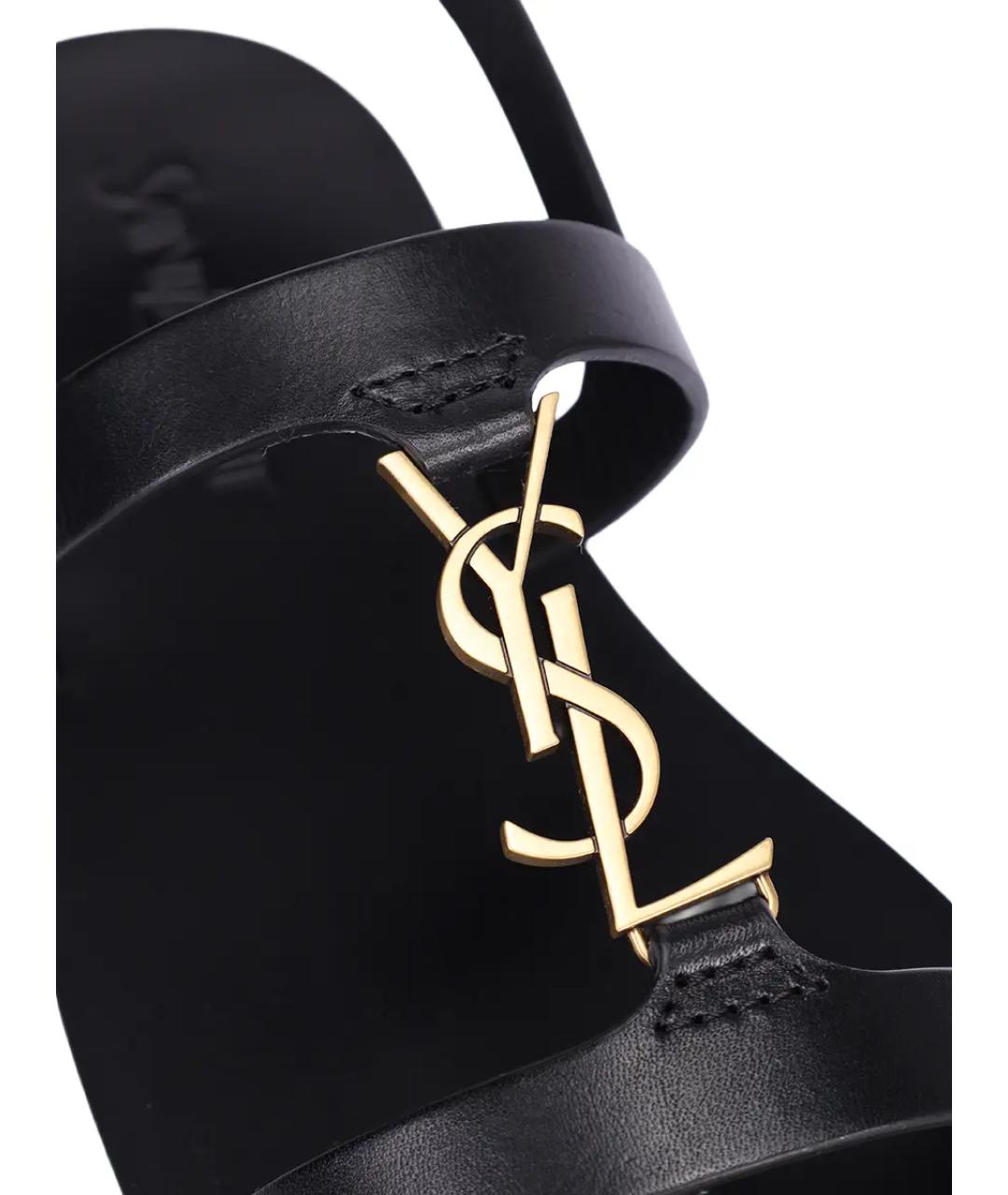 SAINT LAURENT Черные кожаные сандалии, фото 5