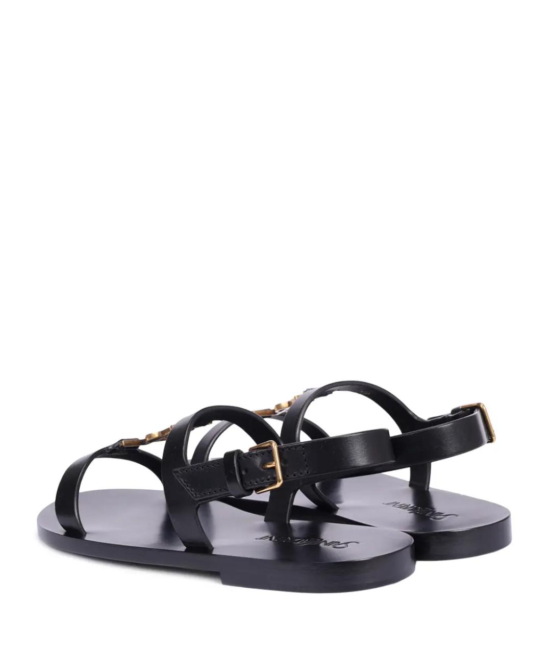 SAINT LAURENT Черные кожаные сандалии, фото 4