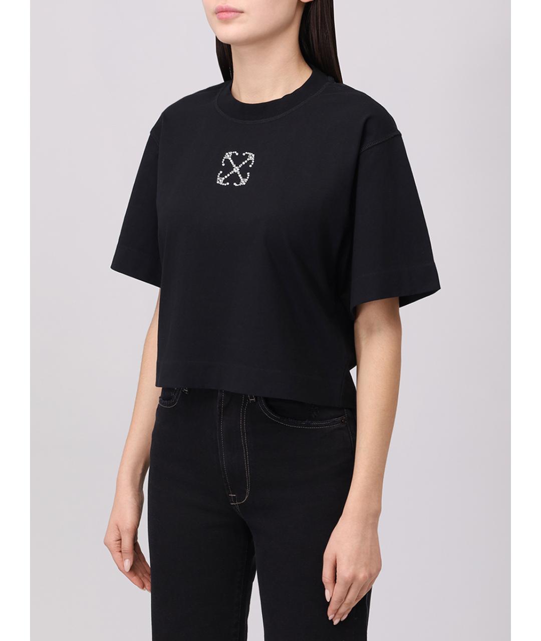 OFF-WHITE Черная хлопковая футболка, фото 4