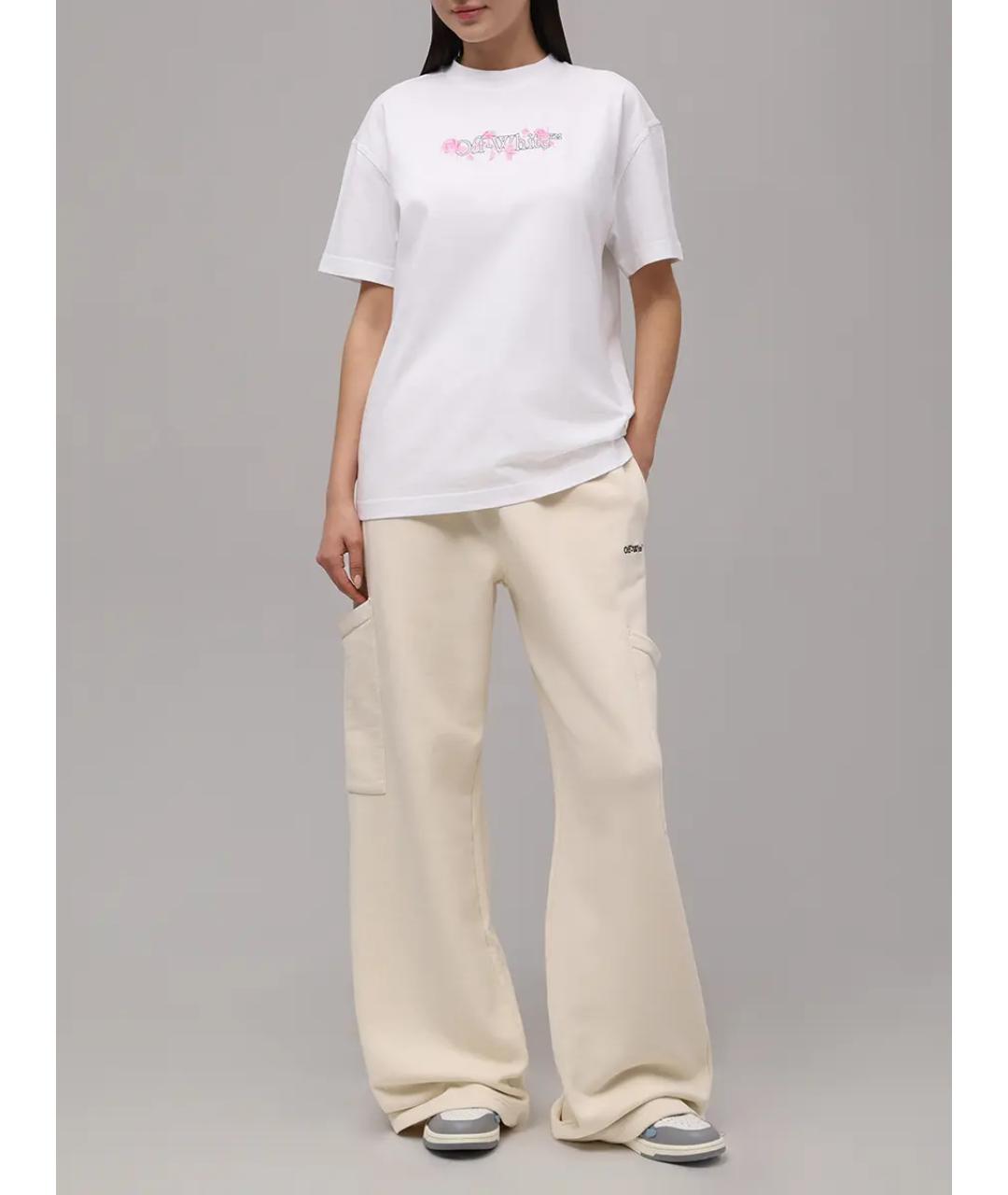 OFF-WHITE Белая хлопковая футболка, фото 2