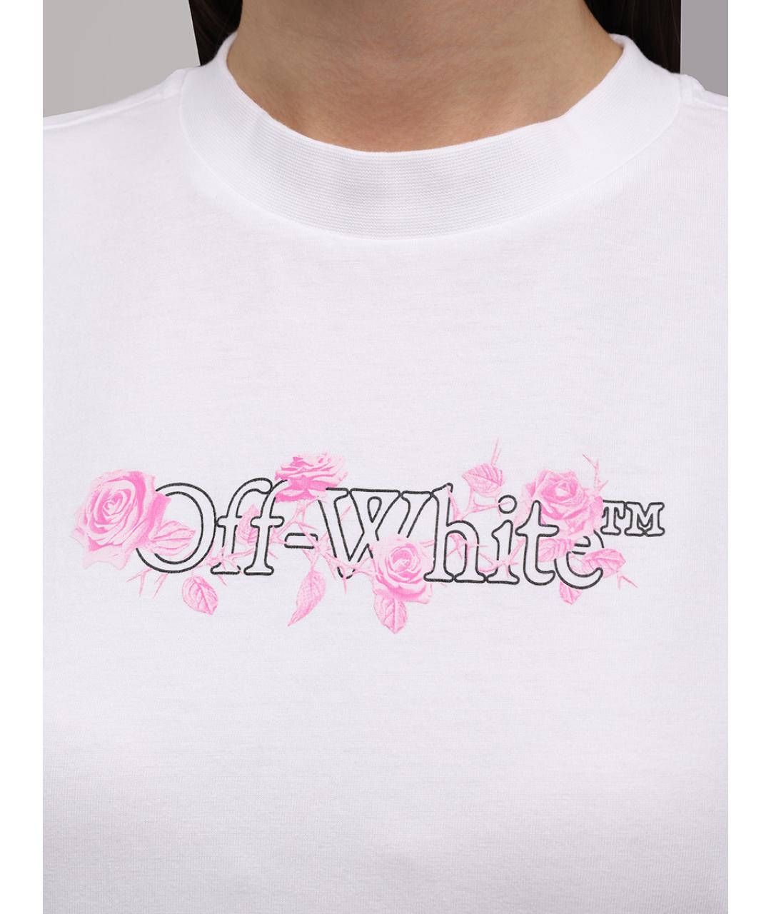 OFF-WHITE Белая хлопковая футболка, фото 5