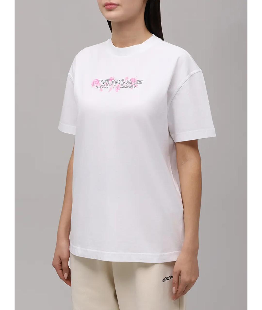 OFF-WHITE Белая хлопковая футболка, фото 4