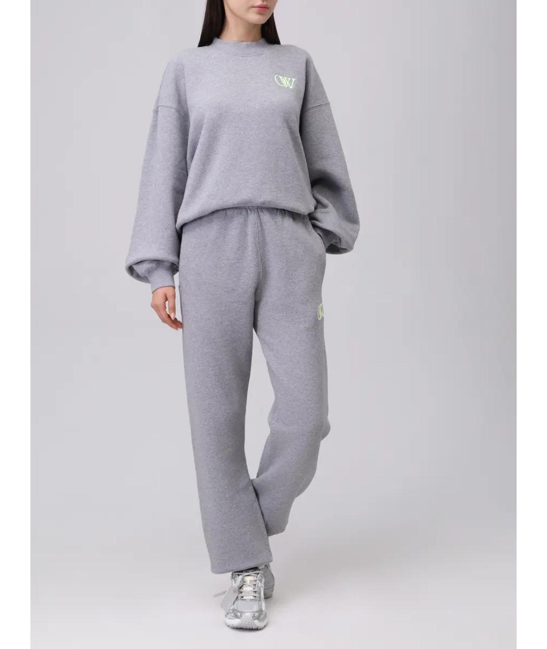 OFF-WHITE Серые хлопковые спортивные брюки и шорты, фото 2