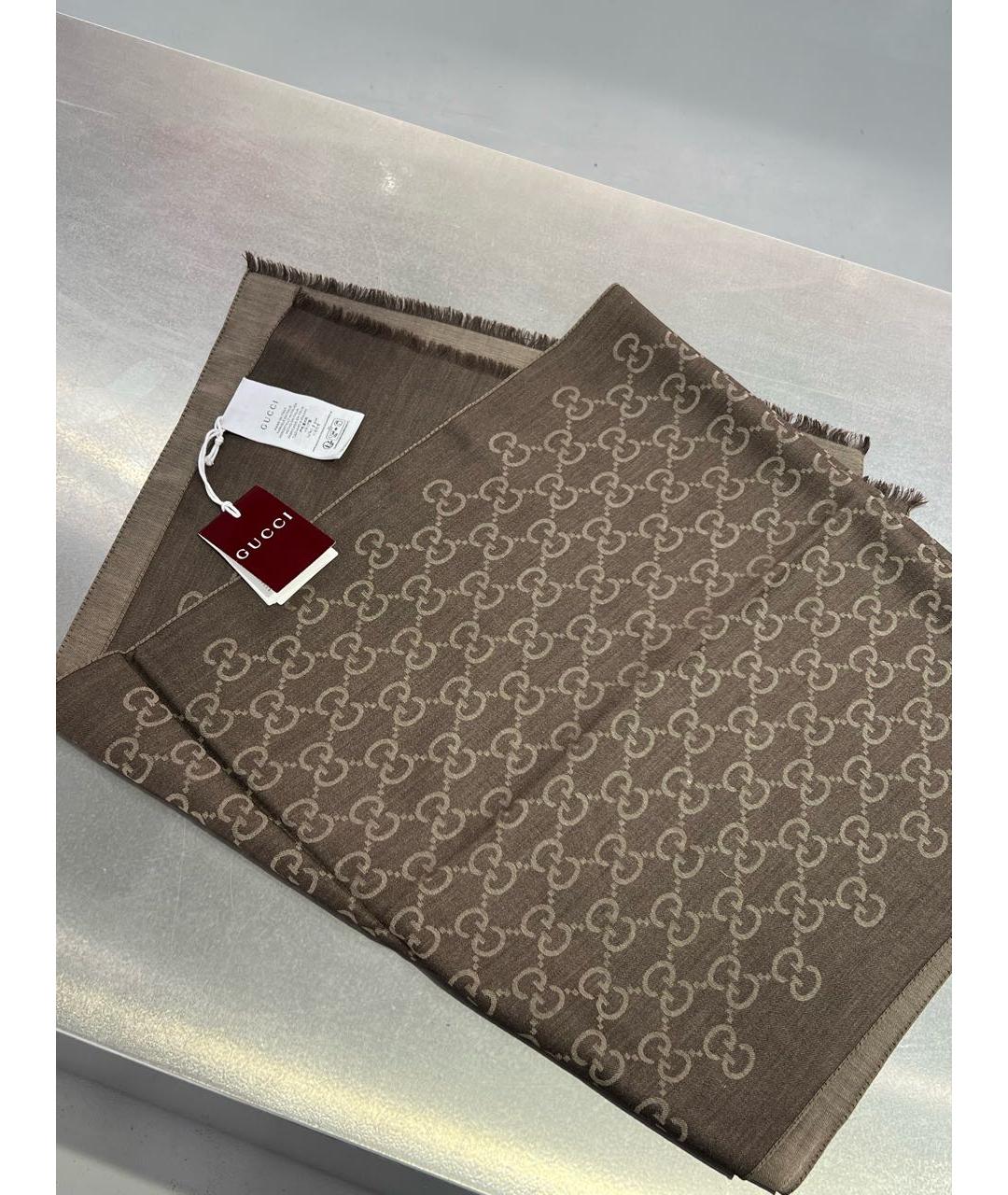 GUCCI Горчичный шерстяной платок, фото 6