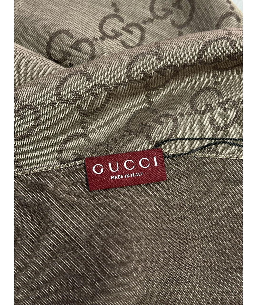 GUCCI Горчичный шерстяной платок, фото 2