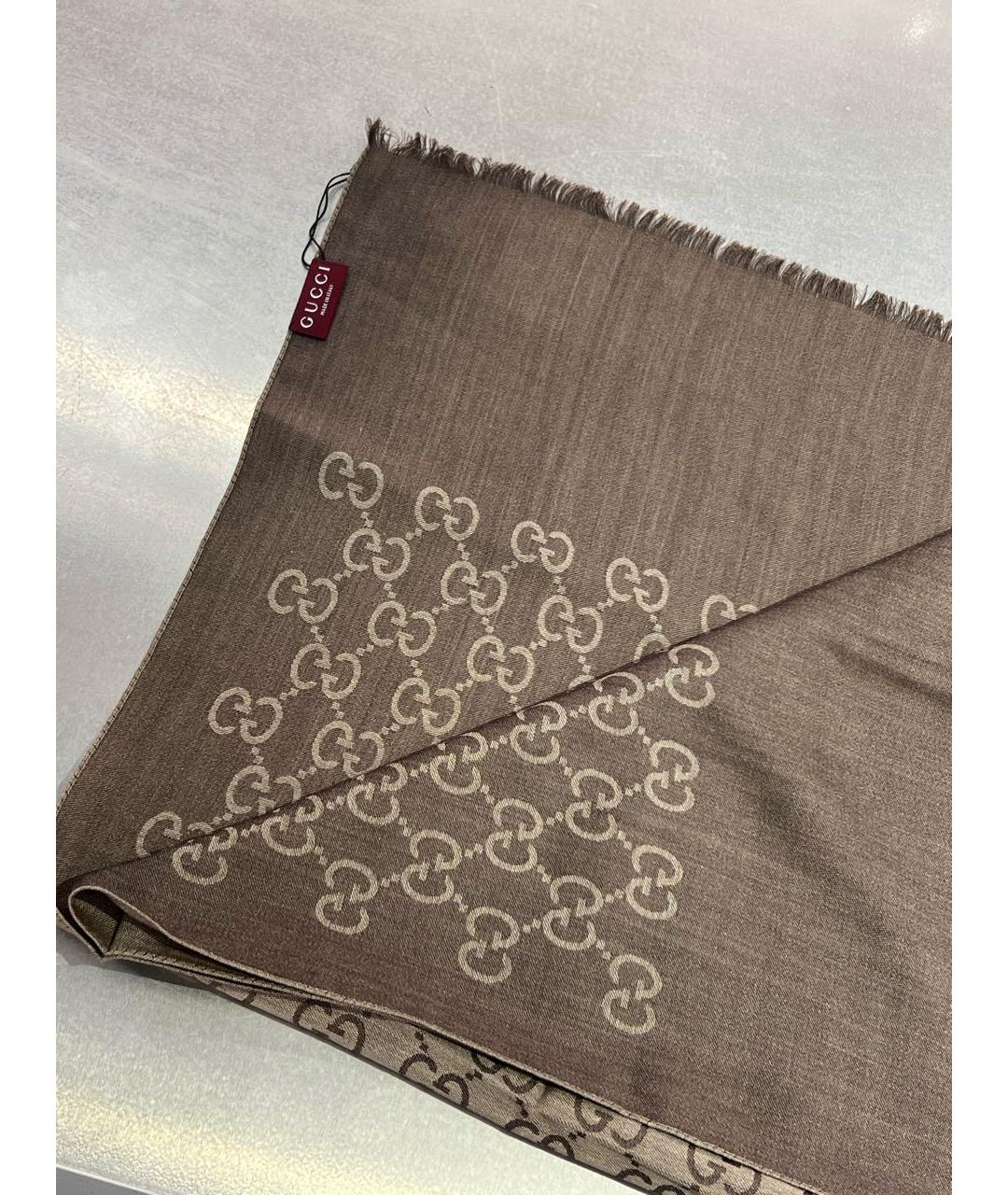 GUCCI Горчичный шерстяной платок, фото 4