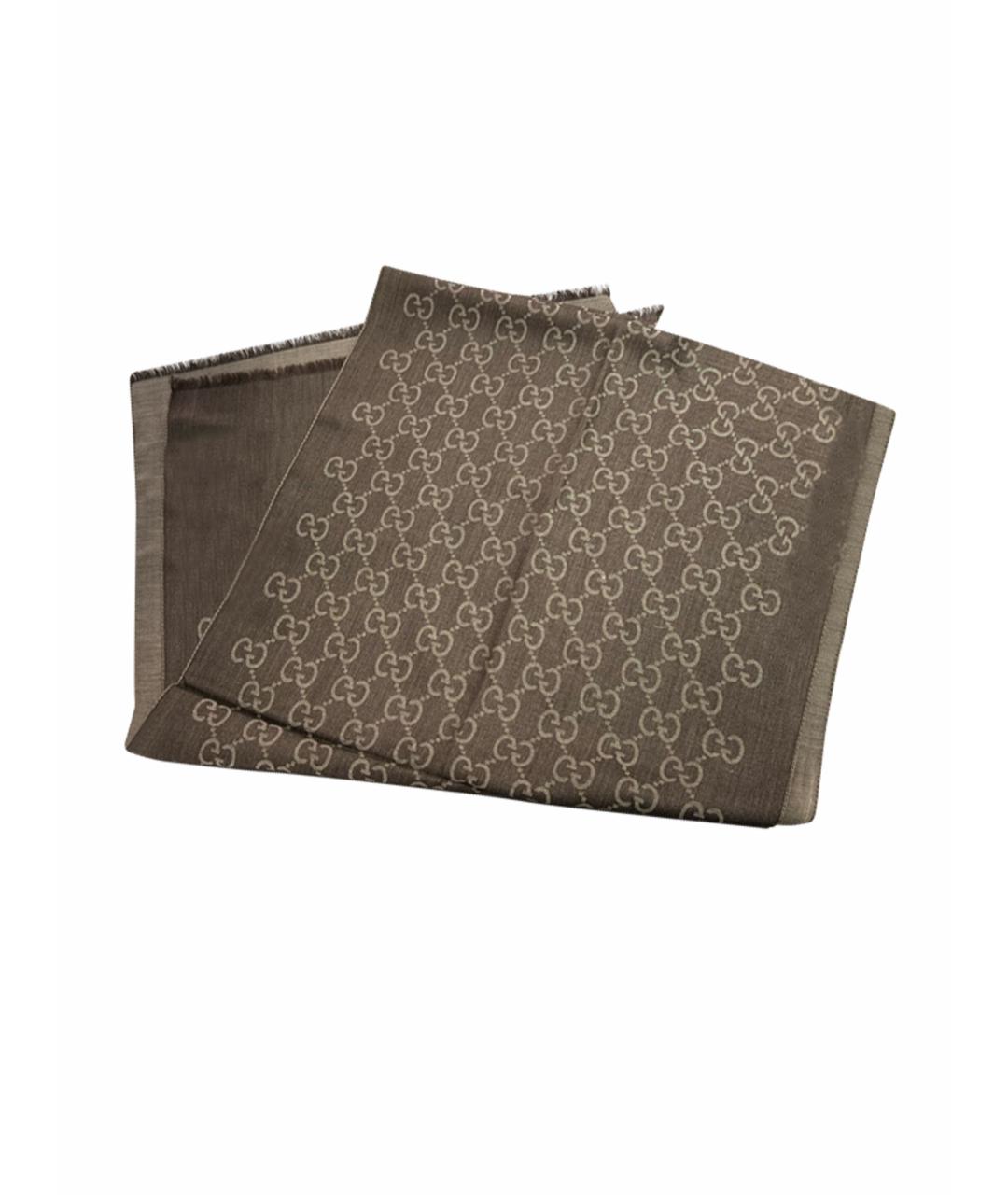 GUCCI Горчичный шерстяной платок, фото 1