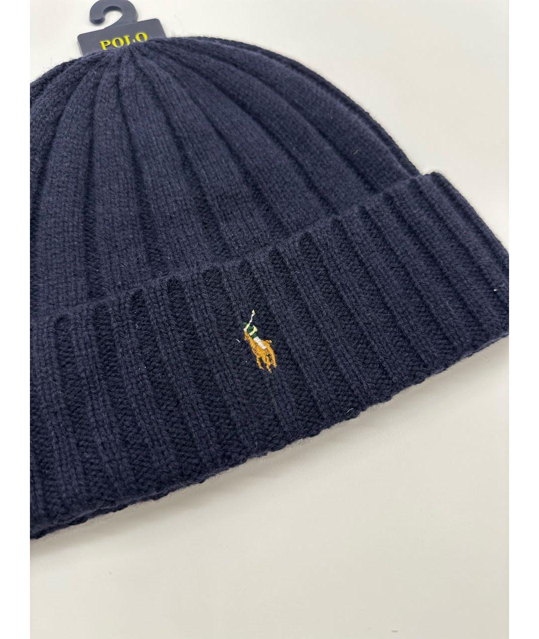 POLO RALPH LAUREN Темно-синяя шерстяная шапка, фото 2