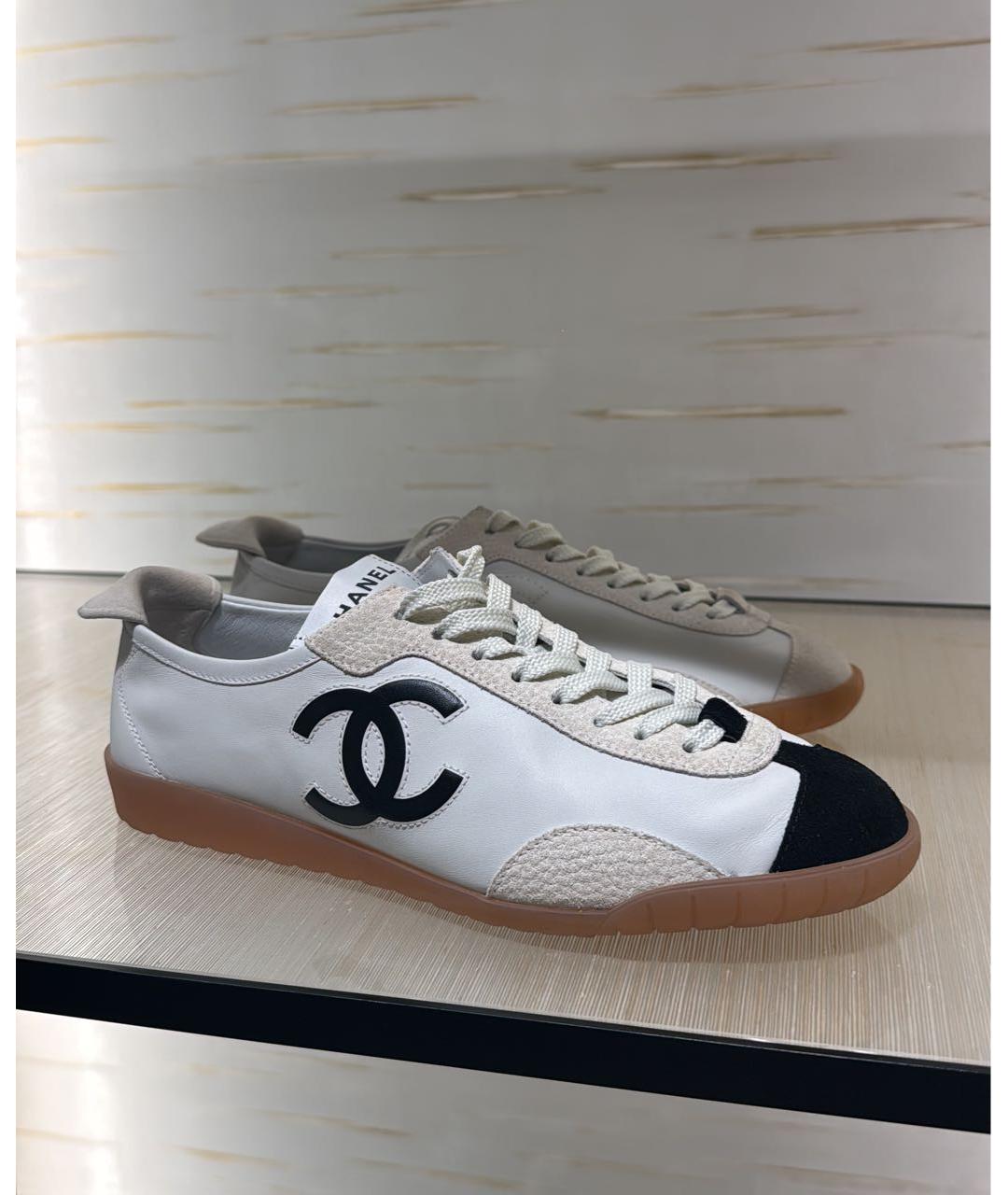 CHANEL Белые кожаные кроссовки, фото 6