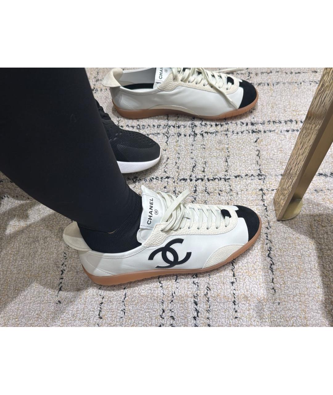 CHANEL Белые кожаные кроссовки, фото 7