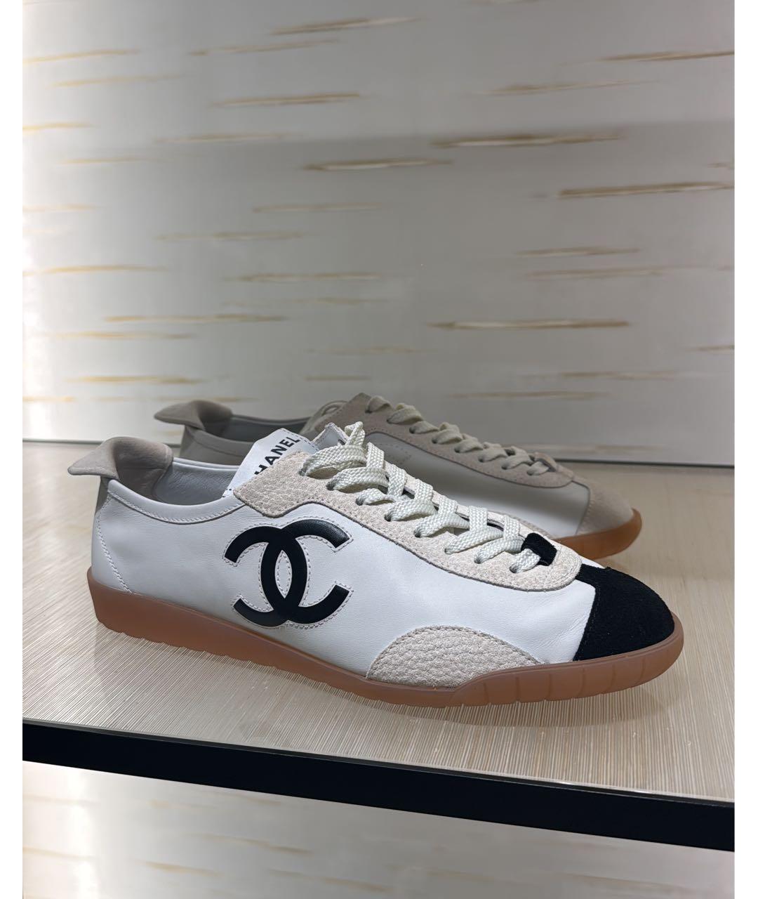 CHANEL Белые кожаные кроссовки, фото 8