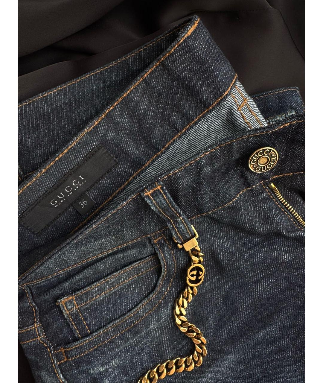 GUCCI Синие хлопко-эластановые джинсы клеш, фото 3