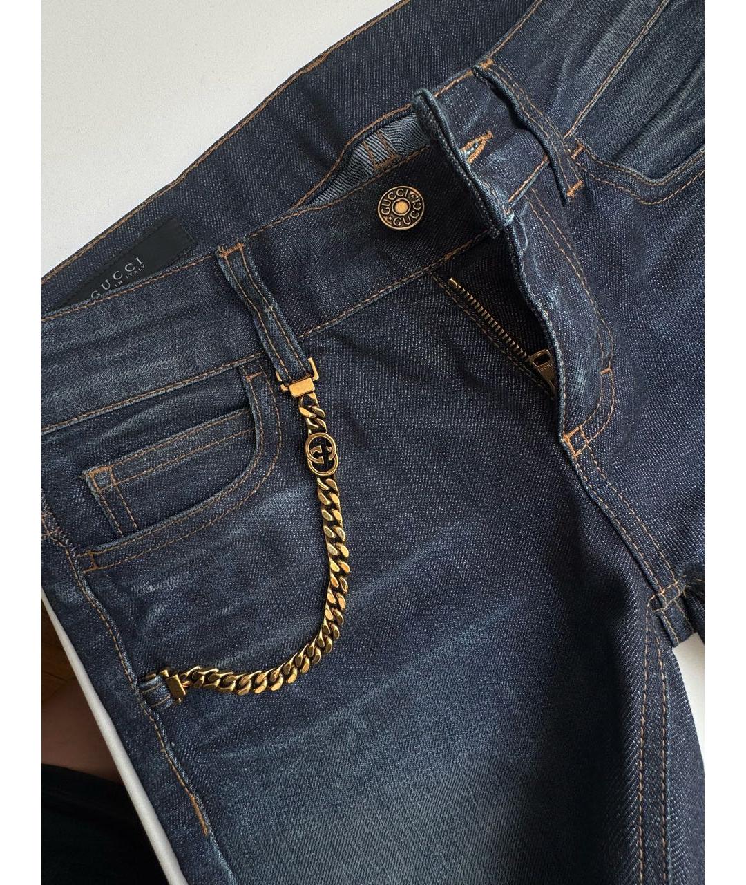 GUCCI Синие хлопко-эластановые джинсы клеш, фото 4