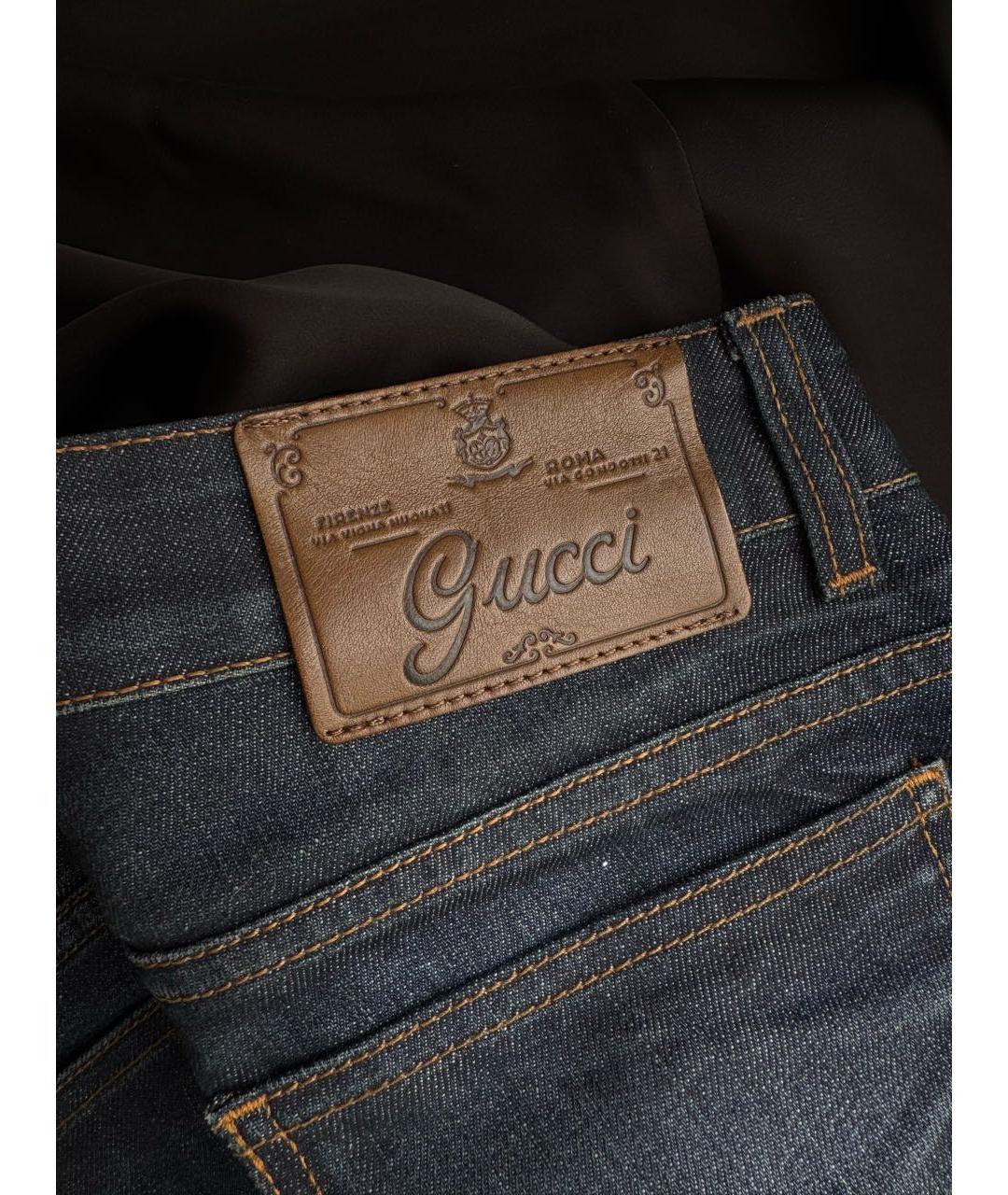 GUCCI Синие хлопко-эластановые джинсы клеш, фото 5