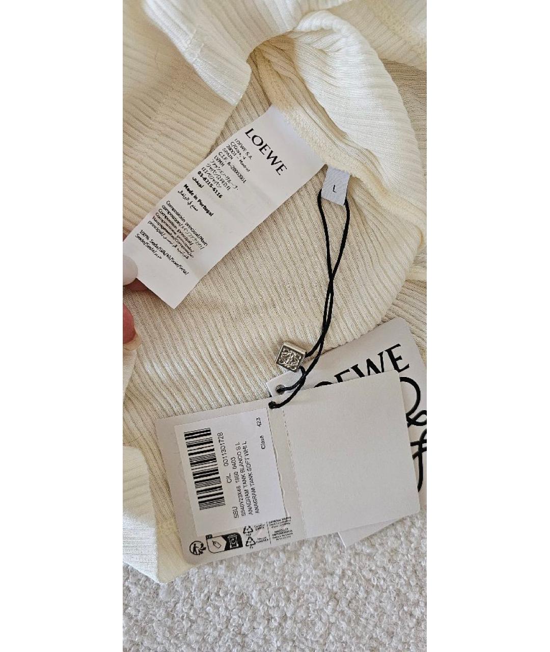 LOEWE Белая хлопковая майка, фото 9