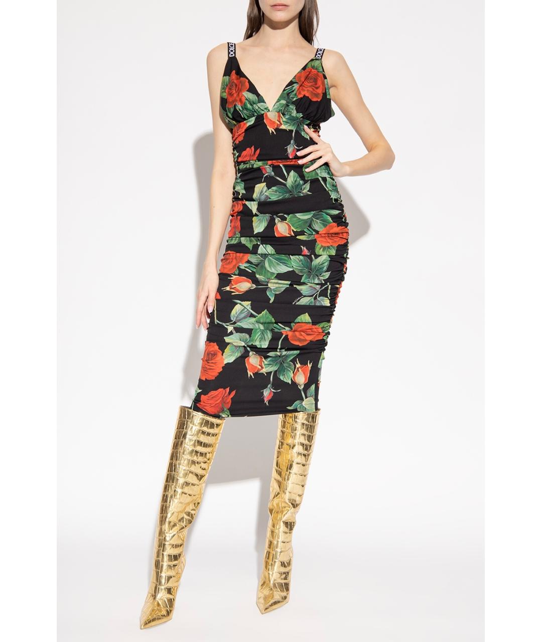 DOLCE&GABBANA Черное шелковое коктейльное платье, фото 5