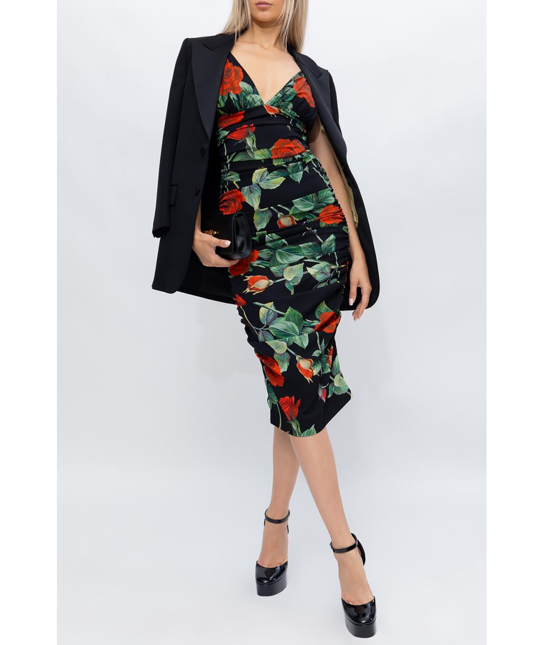 DOLCE&GABBANA Черное шелковое коктейльное платье, фото 2