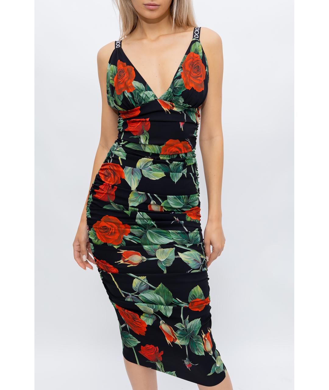 DOLCE&GABBANA Черное шелковое коктейльное платье, фото 3