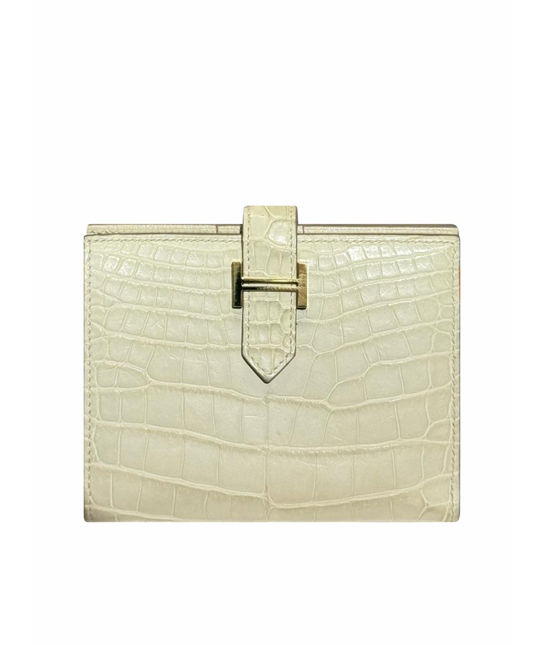 HERMES Белый кожаный кошелек, фото 1