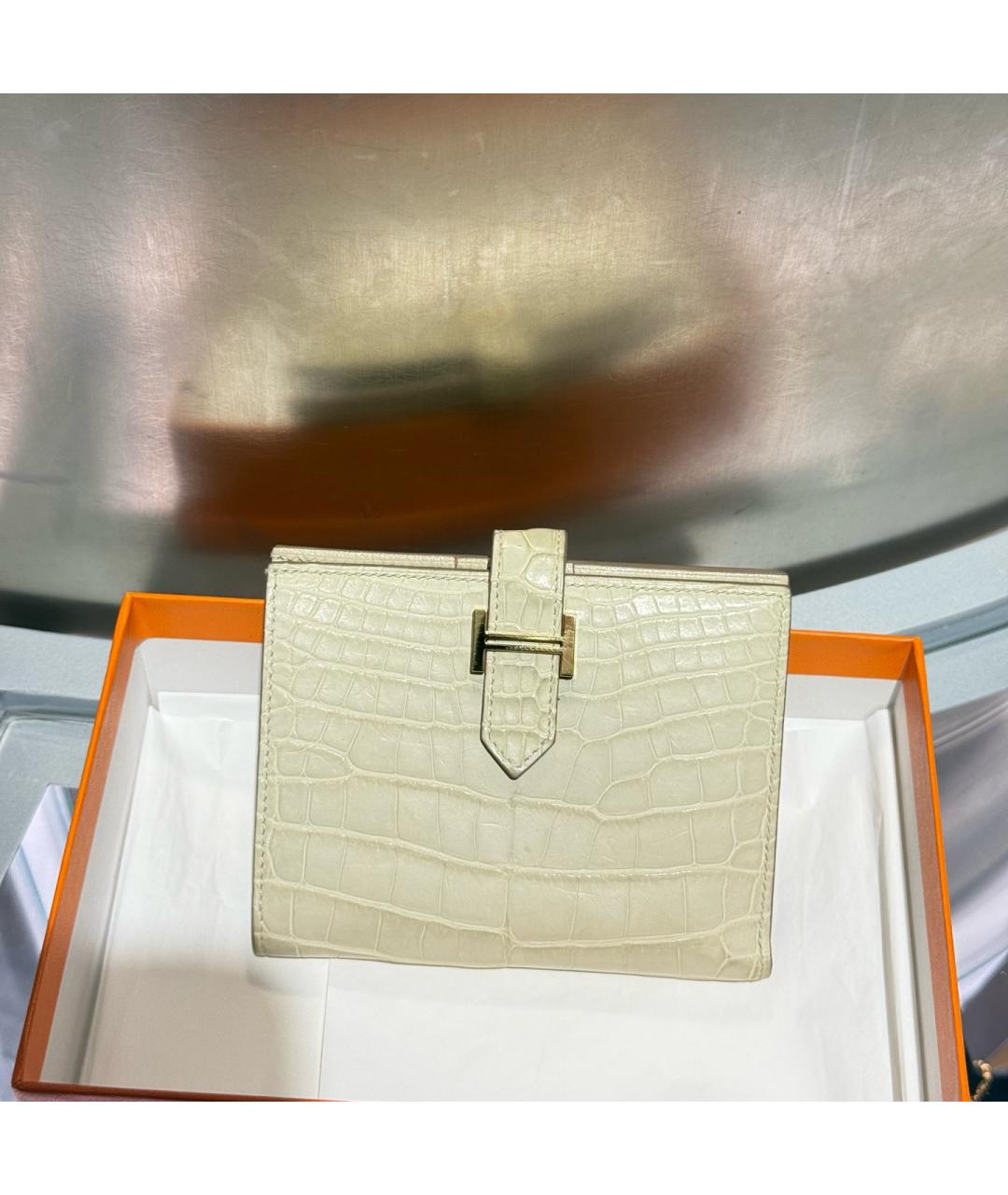 HERMES Белый кожаный кошелек, фото 4