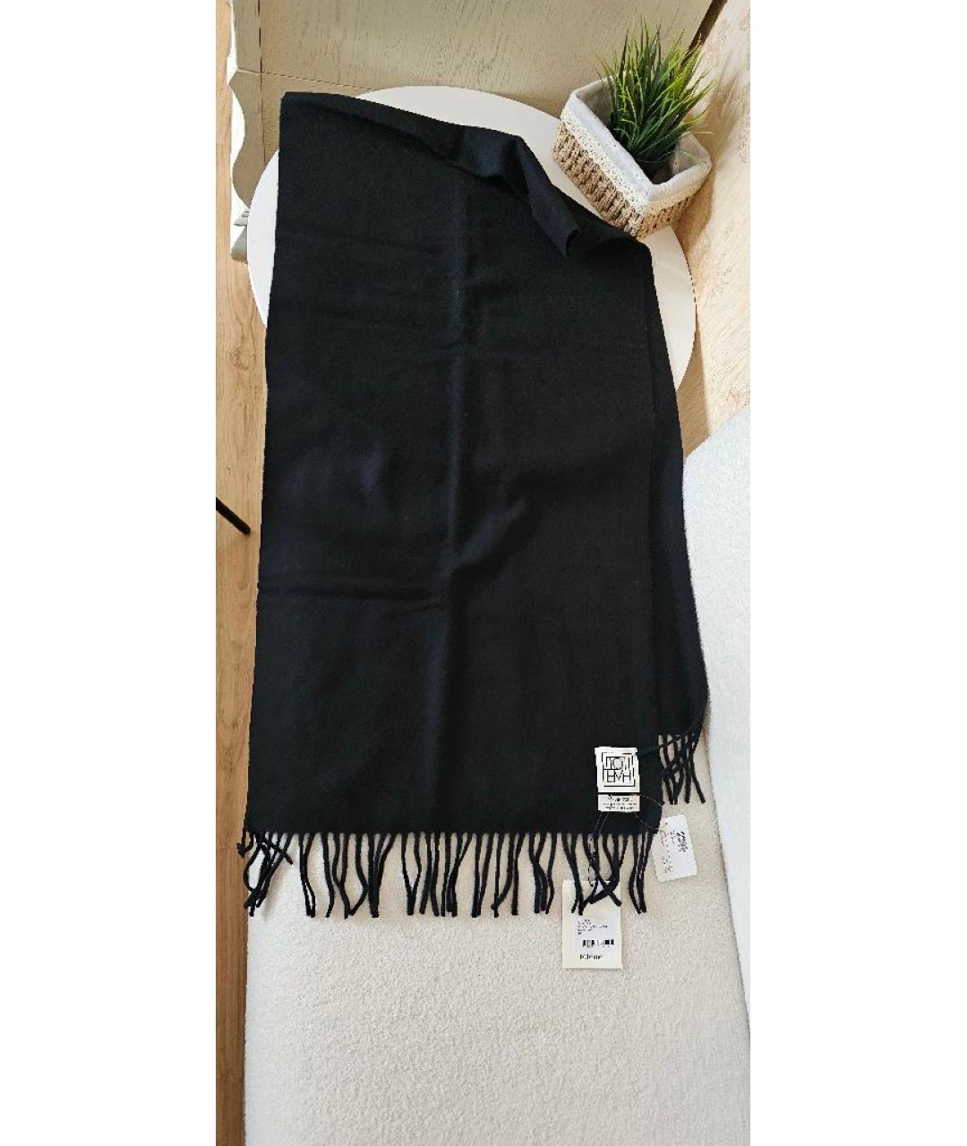 TOTEME Черный шерстяной шарф, фото 7