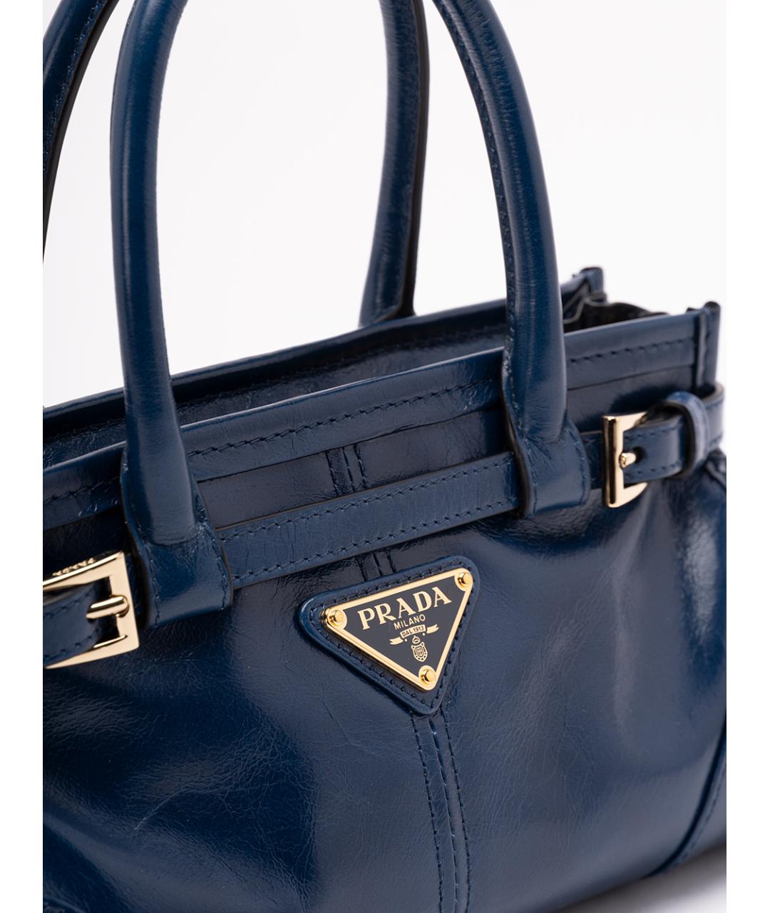 PRADA Синяя кожаная сумка тоут, фото 4