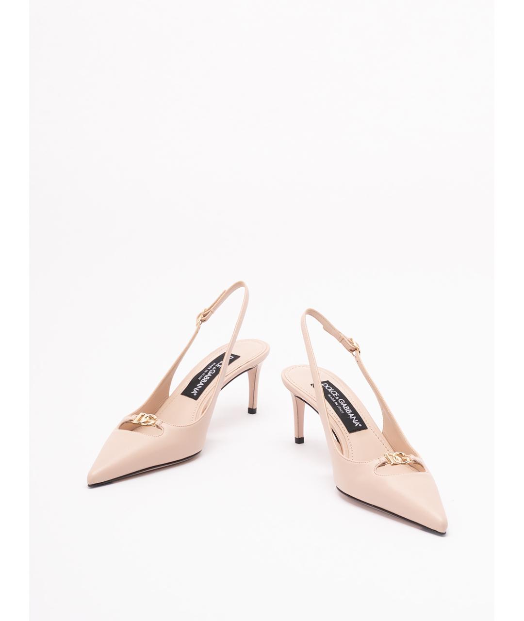 DOLCE&GABBANA Бежевые кожаные туфли, фото 2