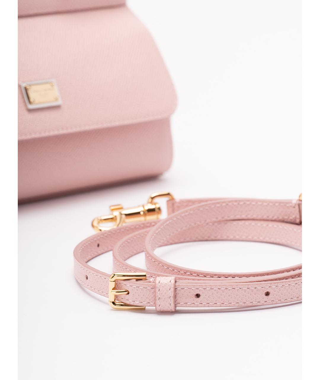 DOLCE&GABBANA Розовая кожаная сумка тоут, фото 4