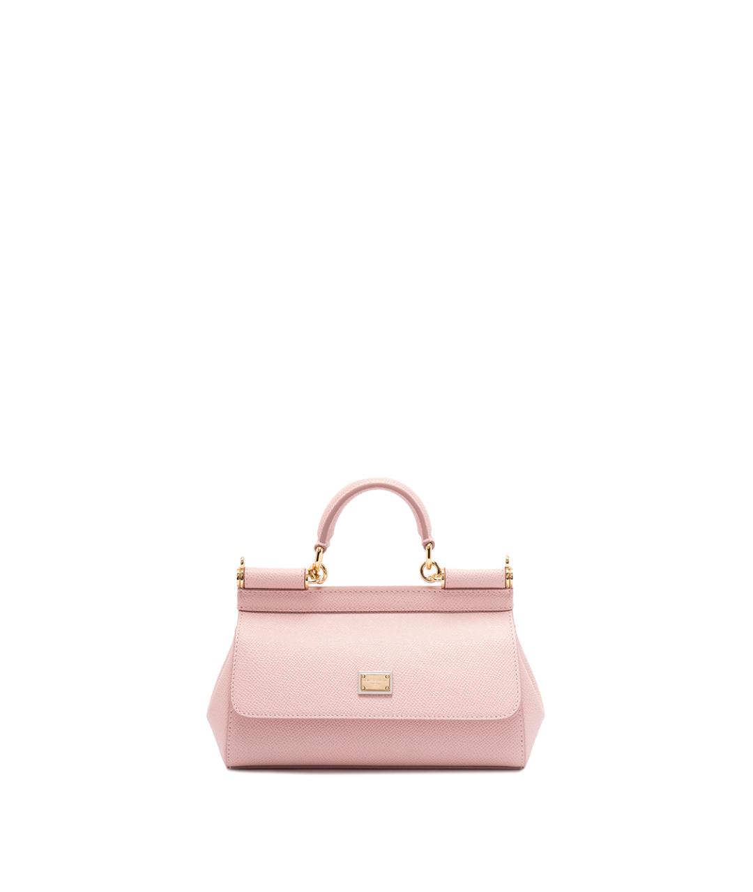 DOLCE&GABBANA Розовая кожаная сумка тоут, фото 1