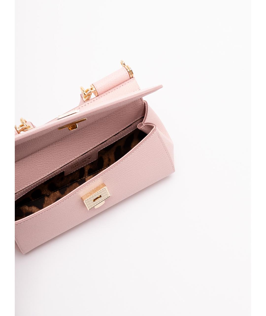 DOLCE&GABBANA Розовая кожаная сумка тоут, фото 6