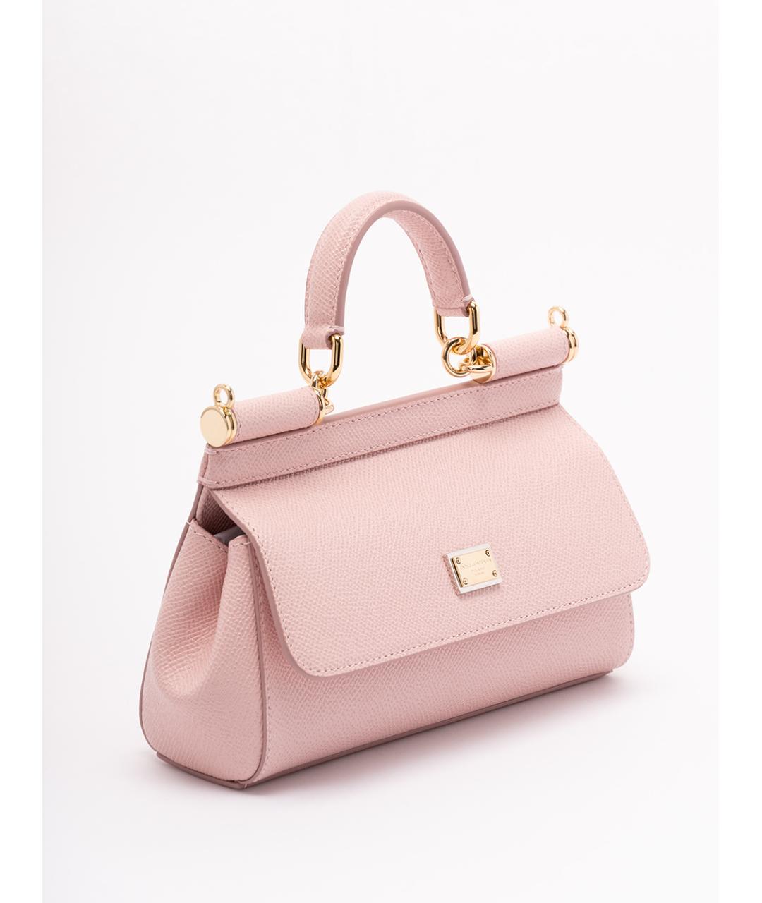 DOLCE&GABBANA Розовая кожаная сумка тоут, фото 3