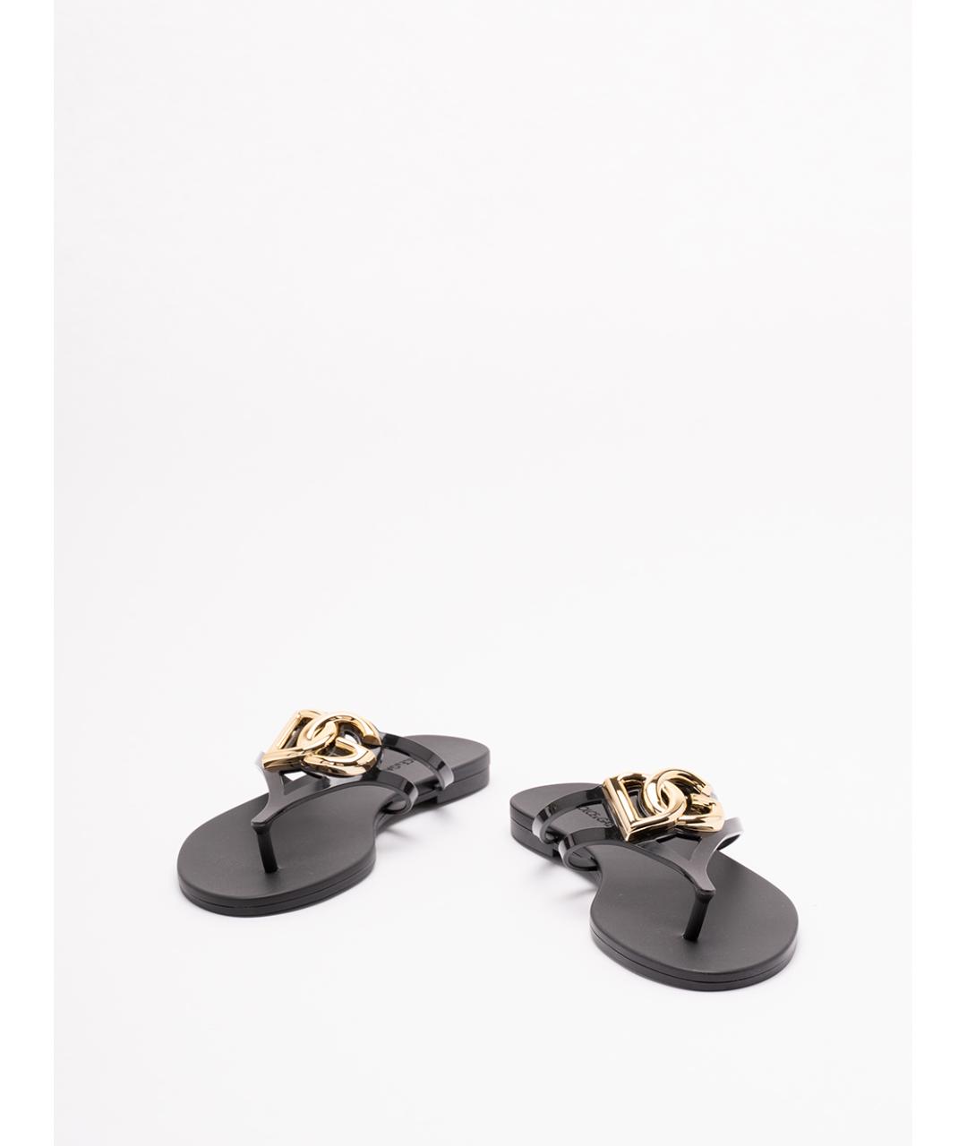 DOLCE&GABBANA Черные резиновые шлепанцы, фото 2