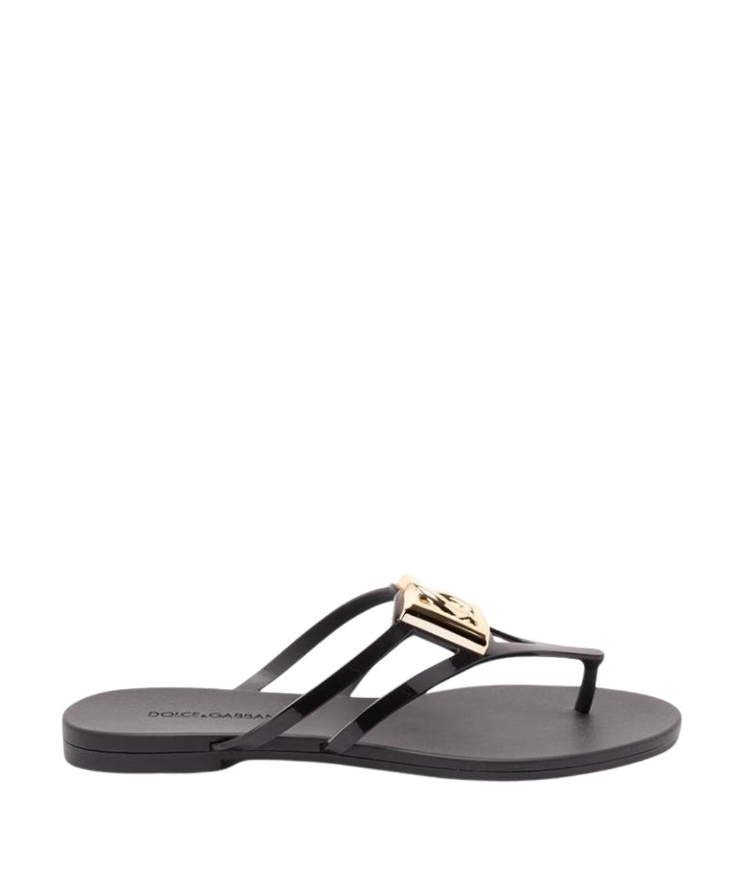 DOLCE&GABBANA Черные резиновые шлепанцы, фото 1