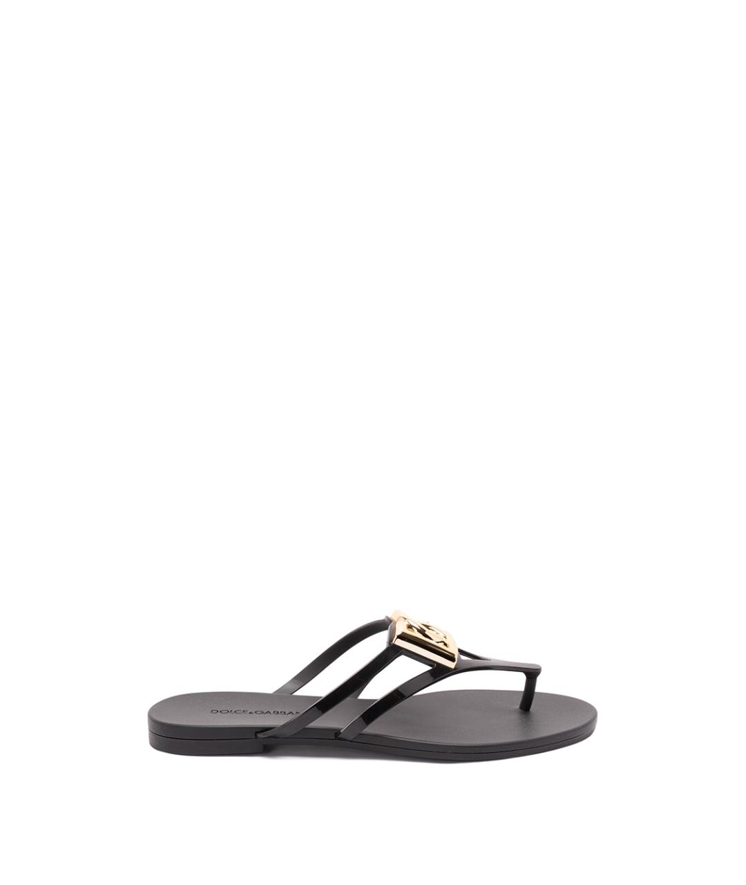 DOLCE&GABBANA Черные резиновые шлепанцы, фото 7