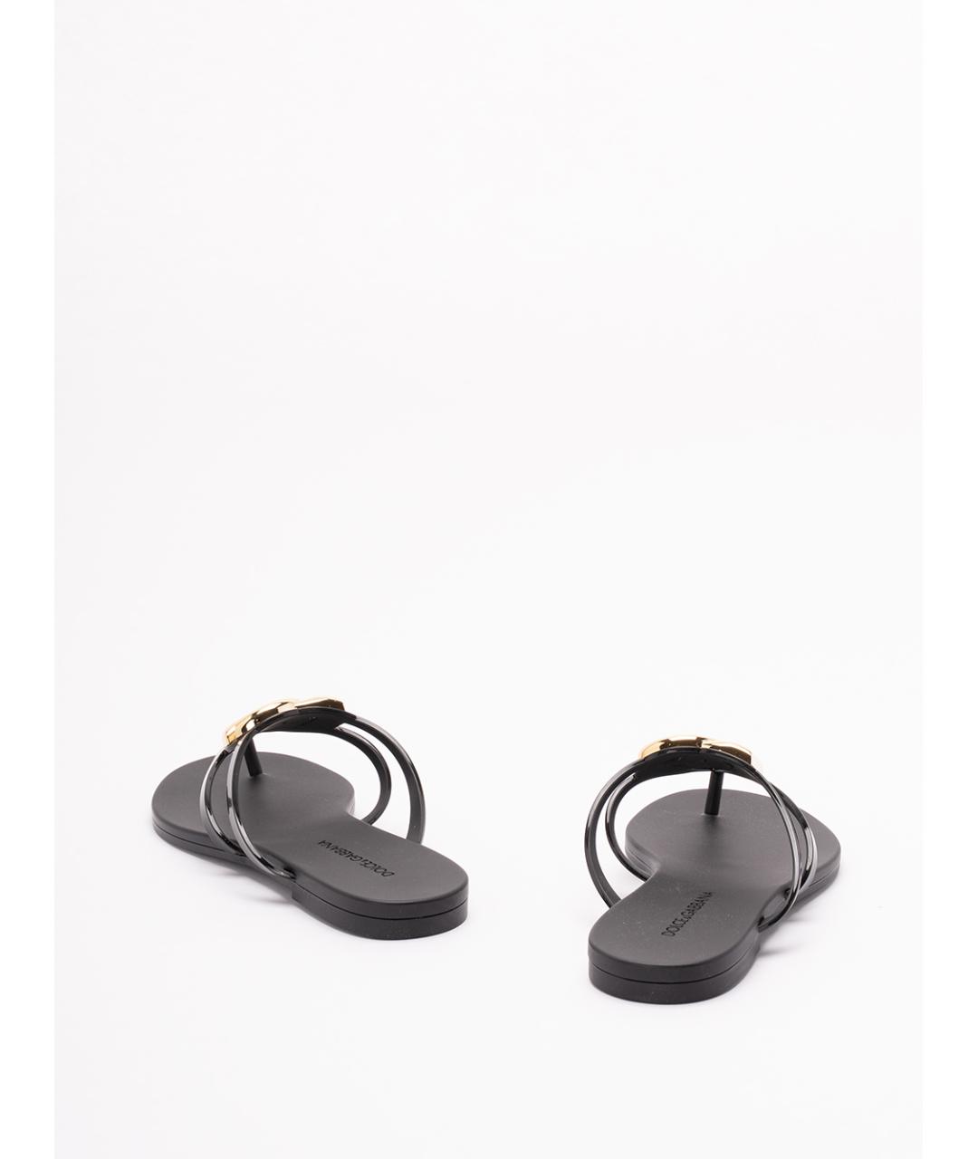 DOLCE&GABBANA Черные резиновые шлепанцы, фото 3