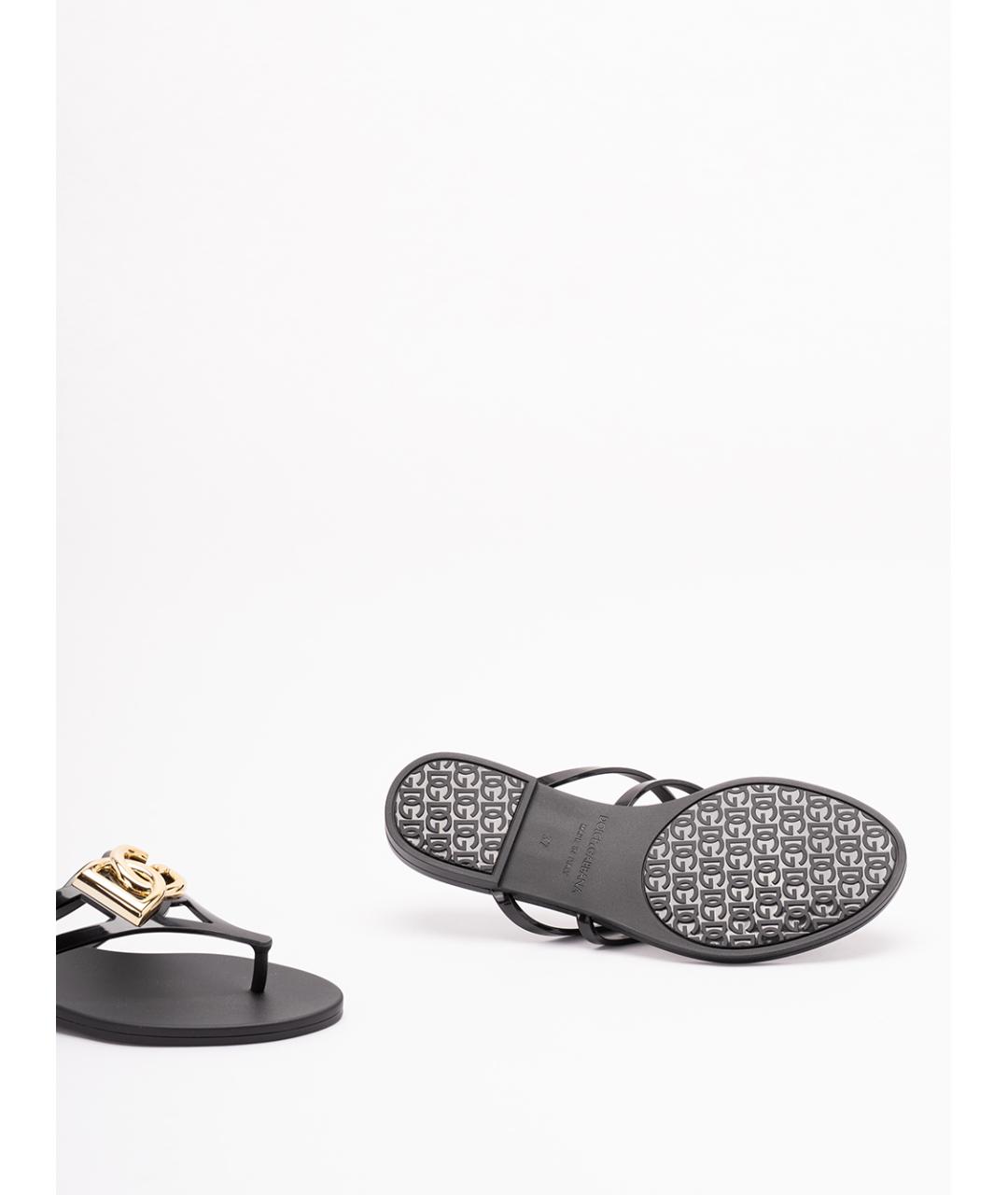 DOLCE&GABBANA Черные резиновые шлепанцы, фото 4