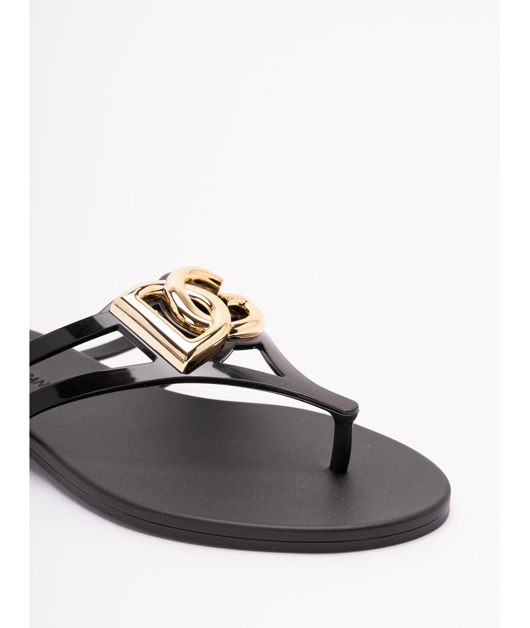 DOLCE&GABBANA Черные резиновые шлепанцы, фото 5