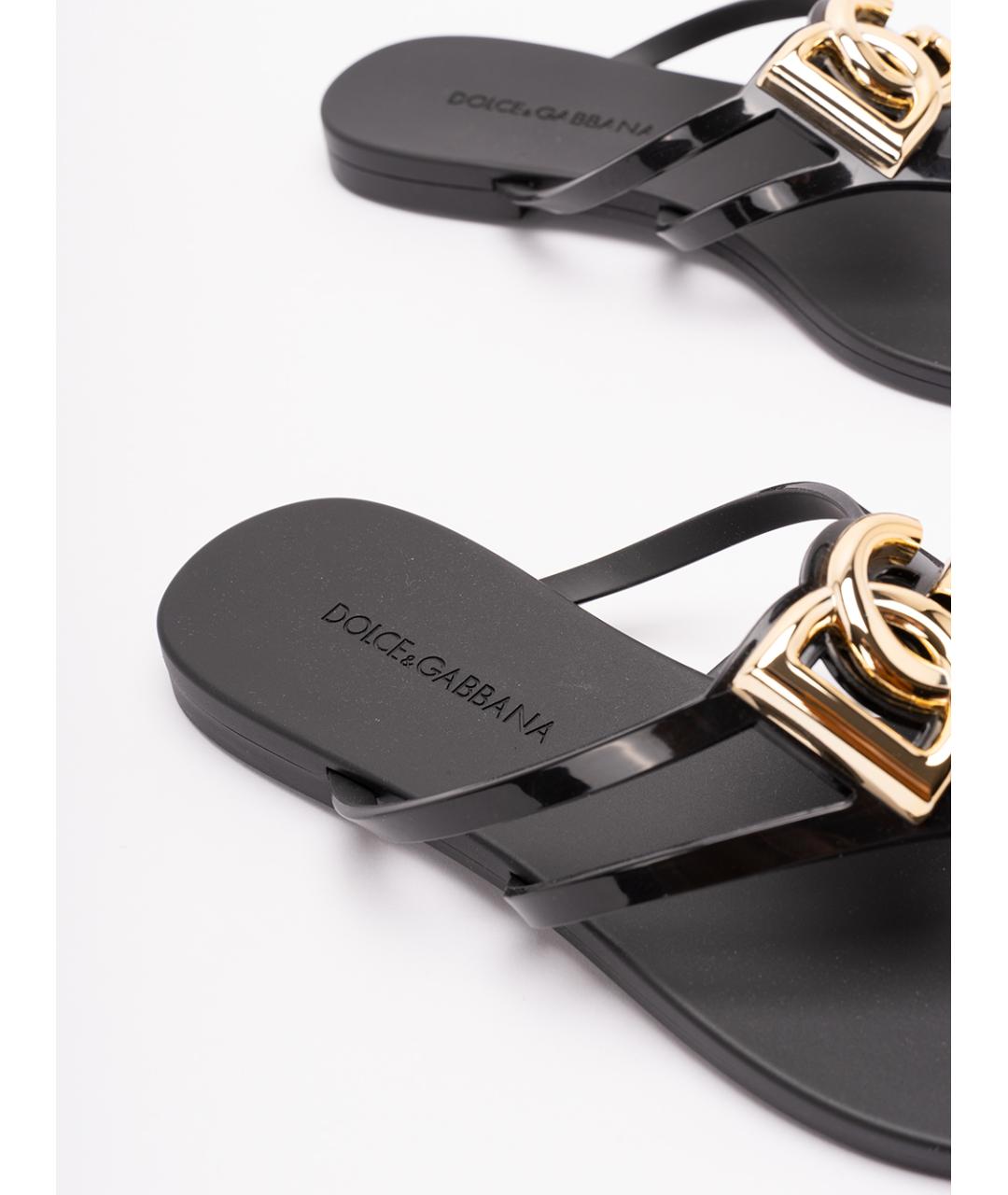 DOLCE&GABBANA Черные резиновые шлепанцы, фото 6