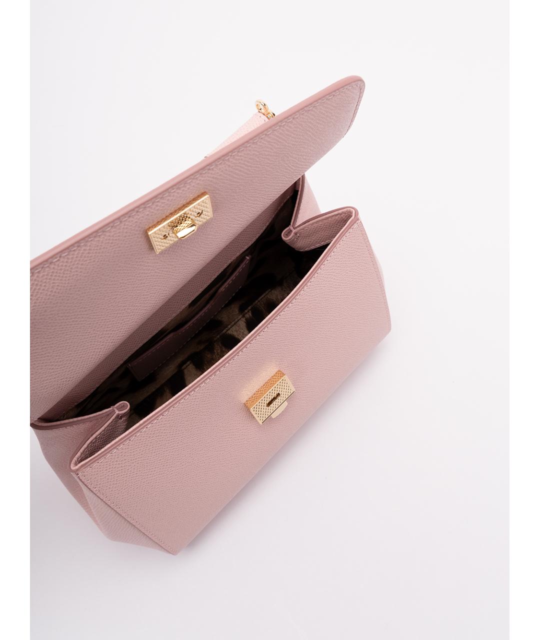 DOLCE&GABBANA Розовая кожаная сумка тоут, фото 5