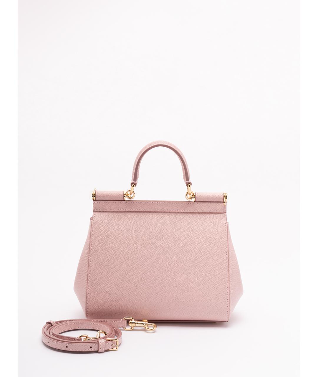 DOLCE&GABBANA Розовая кожаная сумка тоут, фото 2