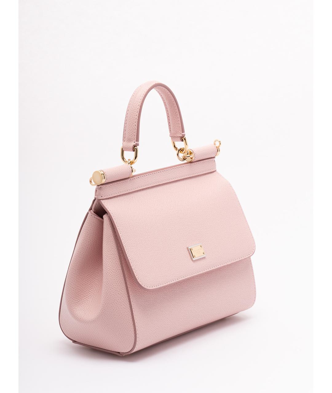 DOLCE&GABBANA Розовая кожаная сумка тоут, фото 3